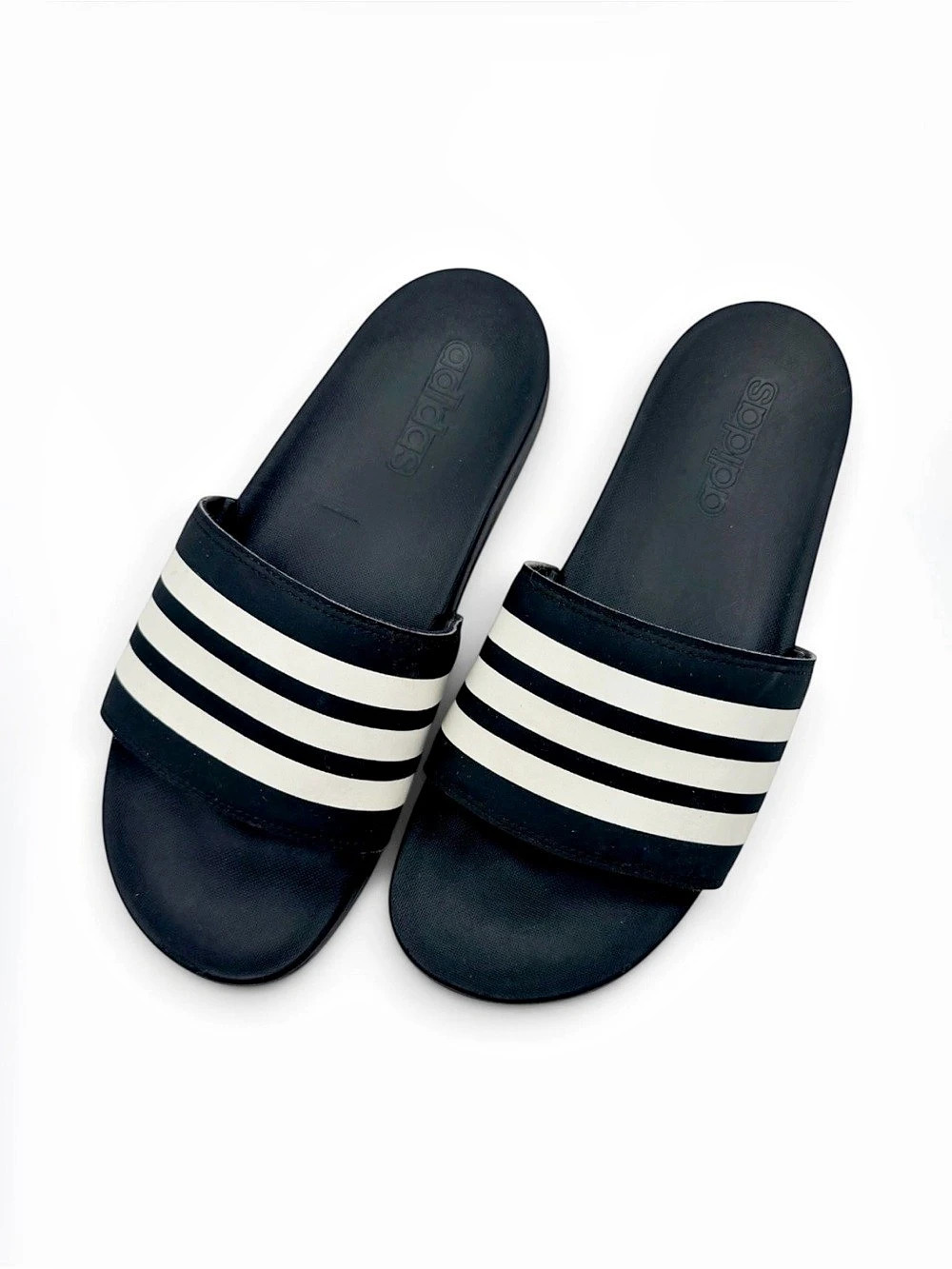 adidas Adilette Aqua Slides Black & White US 9